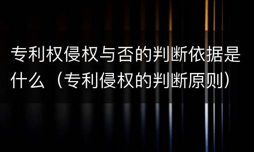 专利权侵权与否的判断依据是什么（专利侵权的判断原则）