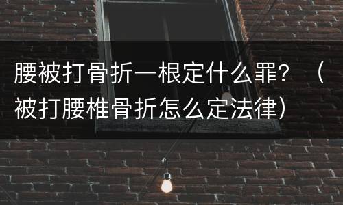 腰被打骨折一根定什么罪？（被打腰椎骨折怎么定法律）