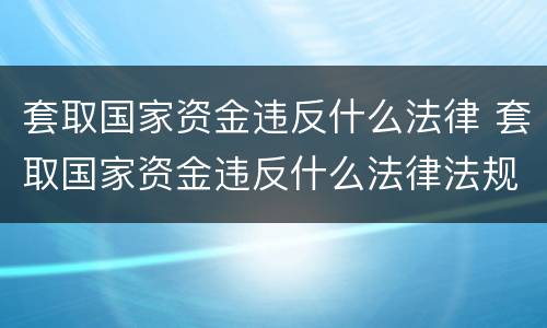 套取国家资金违反什么法律 套取国家资金违反什么法律法规