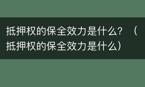 抵押权的保全效力是什么？（抵押权的保全效力是什么）