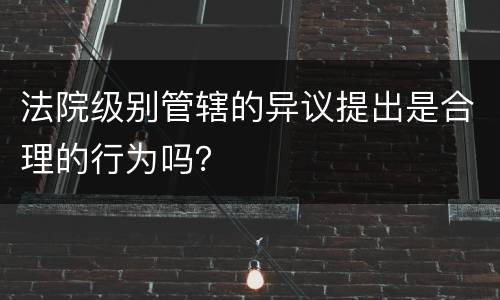 法院级别管辖的异议提出是合理的行为吗？