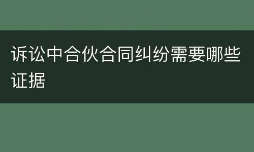 诉讼中合伙合同纠纷需要哪些证据