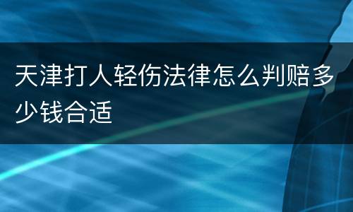 天津打人轻伤法律怎么判赔多少钱合适