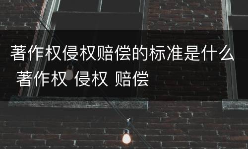 著作权侵权赔偿的标准是什么 著作权 侵权 赔偿