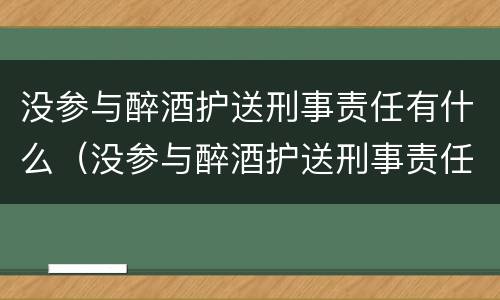 没参与醉酒护送刑事责任有什么（没参与醉酒护送刑事责任有什么后果）