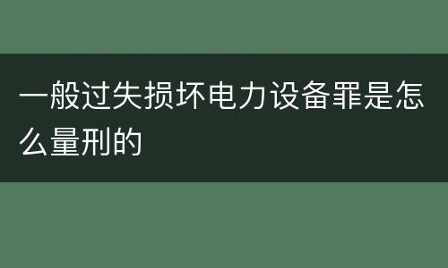 一般过失损坏电力设备罪是怎么量刑的