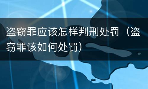 盗窃罪应该怎样判刑处罚（盗窃罪该如何处罚）