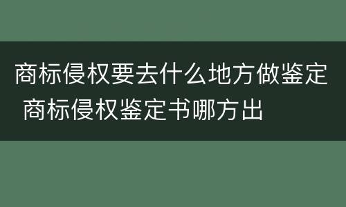 商标侵权要去什么地方做鉴定 商标侵权鉴定书哪方出