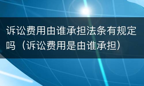 诉讼费用由谁承担法条有规定吗（诉讼费用是由谁承担）