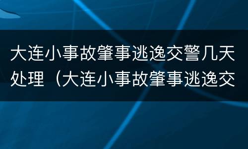 大连小事故肇事逃逸交警几天处理（大连小事故肇事逃逸交警几天处理完成）