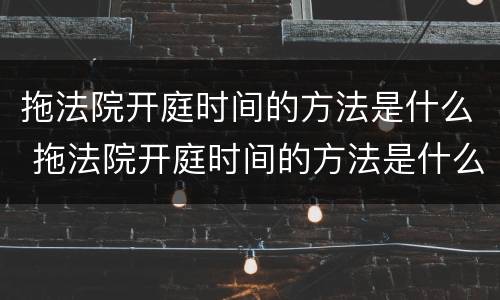 拖法院开庭时间的方法是什么 拖法院开庭时间的方法是什么呢