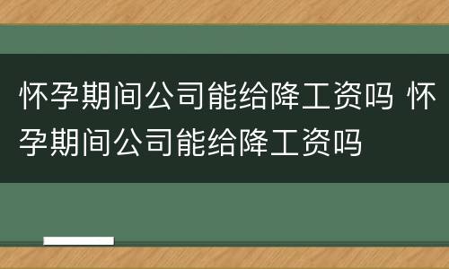 怀孕期间公司能给降工资吗 怀孕期间公司能给降工资吗