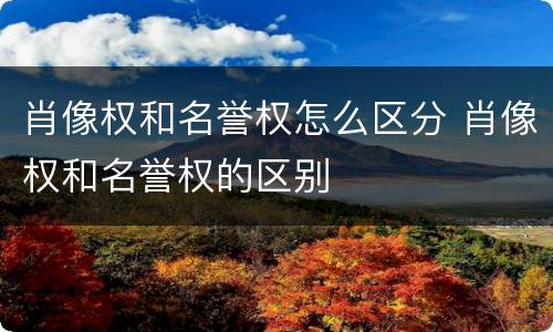 肖像权和名誉权怎么区分 肖像权和名誉权的区别