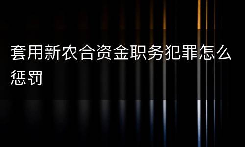 套用新农合资金职务犯罪怎么惩罚