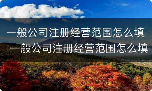 一般公司注册经营范围怎么填 一般公司注册经营范围怎么填写