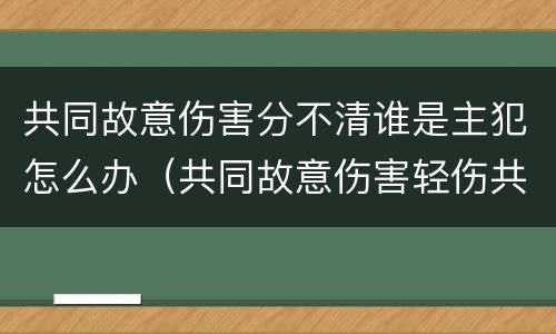 共同故意伤害分不清谁是主犯怎么办（共同故意伤害轻伤共犯追究）