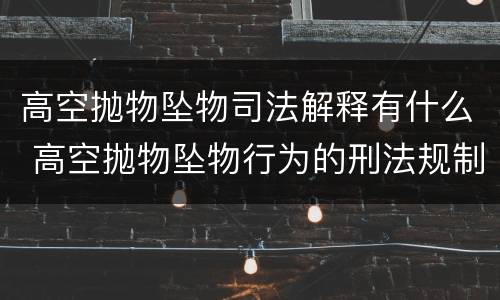 高空抛物坠物司法解释有什么 高空抛物坠物行为的刑法规制