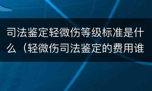 司法鉴定轻微伤等级标准是什么（轻微伤司法鉴定的费用谁承担）