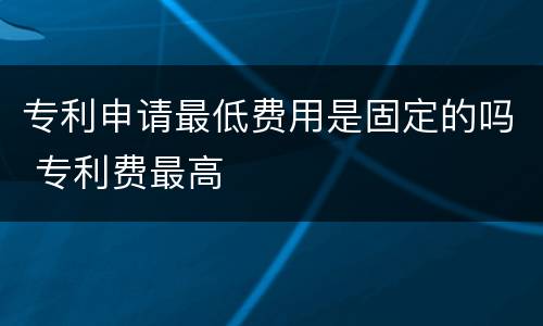 专利申请最低费用是固定的吗 专利费最高