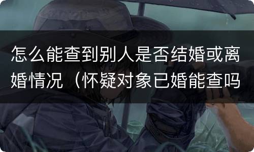 怎么能查到别人是否结婚或离婚情况（怀疑对象已婚能查吗）