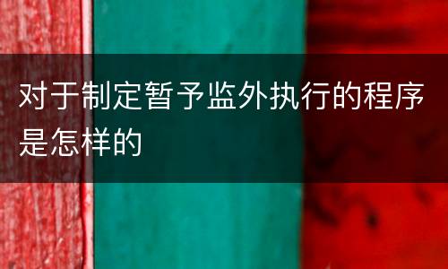 对于制定暂予监外执行的程序是怎样的