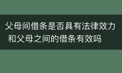 父母间借条是否具有法律效力 和父母之间的借条有效吗