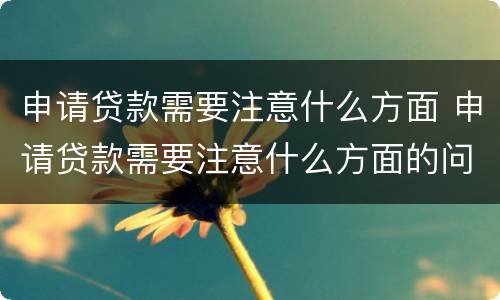 申请贷款需要注意什么方面 申请贷款需要注意什么方面的问题