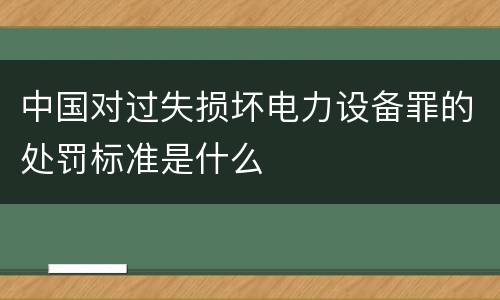 中国对过失损坏电力设备罪的处罚标准是什么