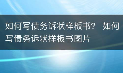 如何写债务诉状样板书？ 如何写债务诉状样板书图片