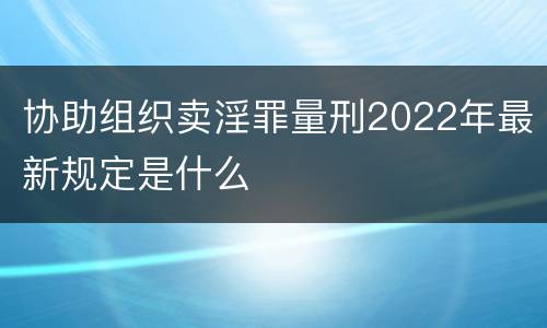 协助组织卖淫罪量刑2022年最新规定是什么