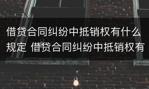 借贷合同纠纷中抵销权有什么规定 借贷合同纠纷中抵销权有什么规定嘛