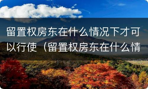 留置权房东在什么情况下才可以行使（留置权房东在什么情况下才可以行使租金）