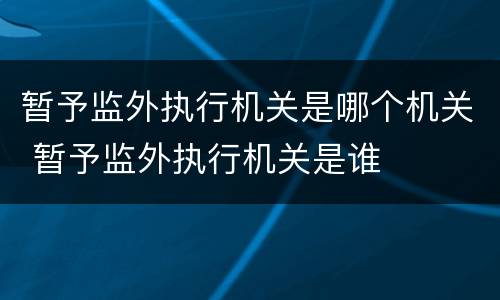 暂予监外执行机关是哪个机关 暂予监外执行机关是谁