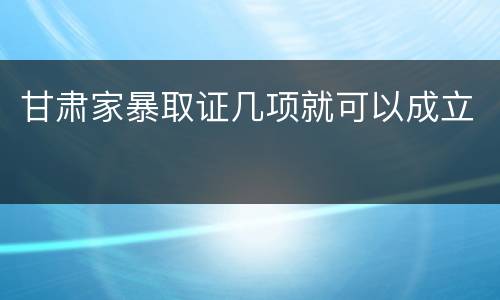 甘肃家暴取证几项就可以成立