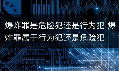 爆炸罪是危险犯还是行为犯 爆炸罪属于行为犯还是危险犯