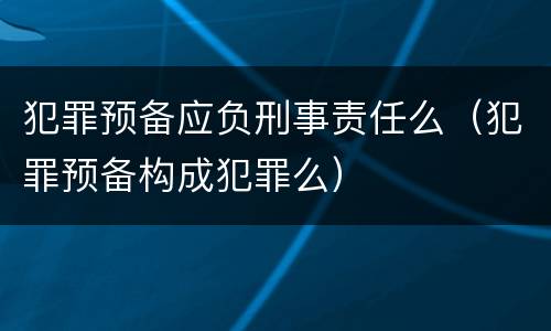 犯罪预备应负刑事责任么（犯罪预备构成犯罪么）