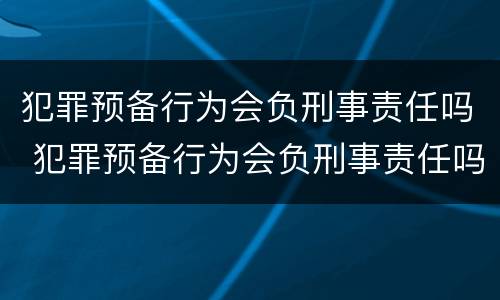 犯罪预备行为会负刑事责任吗 犯罪预备行为会负刑事责任吗