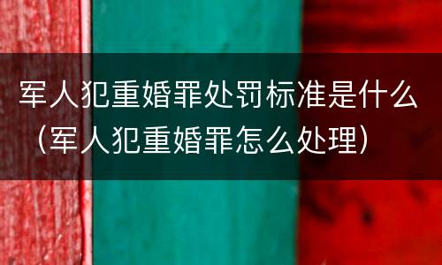 军人犯重婚罪处罚标准是什么（军人犯重婚罪怎么处理）