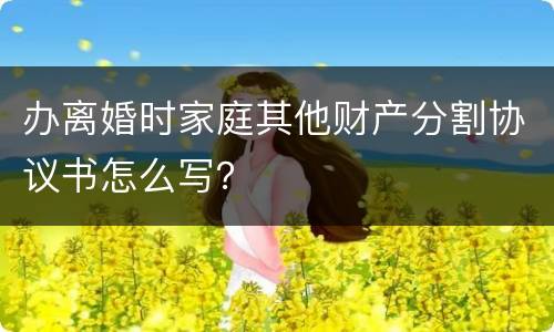 办离婚时家庭其他财产分割协议书怎么写？