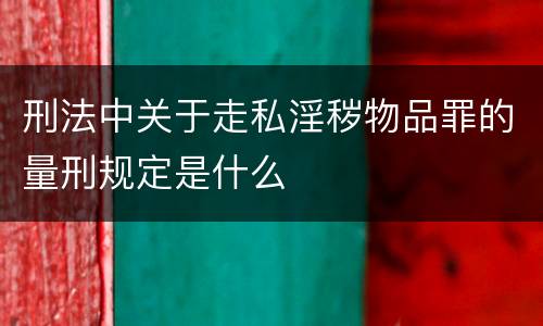 刑法中关于走私淫秽物品罪的量刑规定是什么