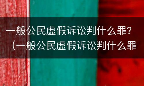 一般公民虚假诉讼判什么罪？（一般公民虚假诉讼判什么罪名）