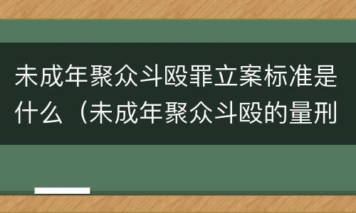 未成年聚众斗殴罪立案标准是什么（未成年聚众斗殴的量刑是多少呀）