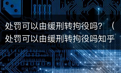 处罚可以由缓刑转拘役吗？（处罚可以由缓刑转拘役吗知乎）