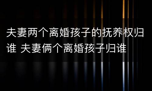 夫妻两个离婚孩子的抚养权归谁 夫妻俩个离婚孩子归谁