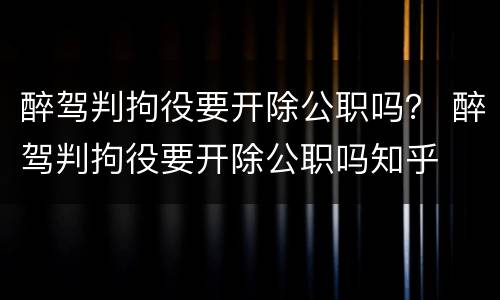 醉驾判拘役要开除公职吗？ 醉驾判拘役要开除公职吗知乎