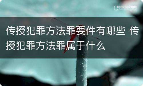 传授犯罪方法罪要件有哪些 传授犯罪方法罪属于什么