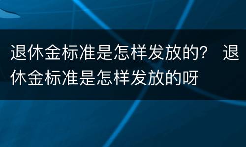 退休金标准是怎样发放的？ 退休金标准是怎样发放的呀