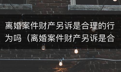 离婚案件财产另诉是合理的行为吗（离婚案件财产另诉是合理的行为吗为什么）