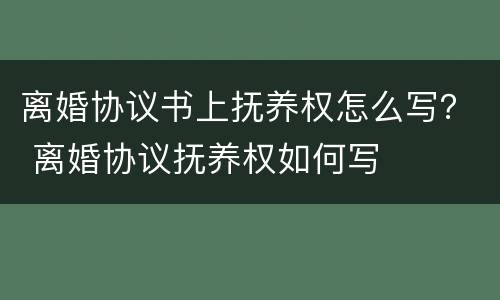 离婚协议书上抚养权怎么写？ 离婚协议抚养权如何写