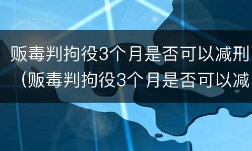 贩毒判拘役3个月是否可以减刑（贩毒判拘役3个月是否可以减刑呢）